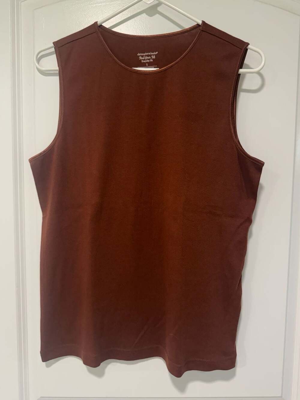 Minimalist Rust Brown Sleeveless Muscle Tank Top Everyday Basic Size Large